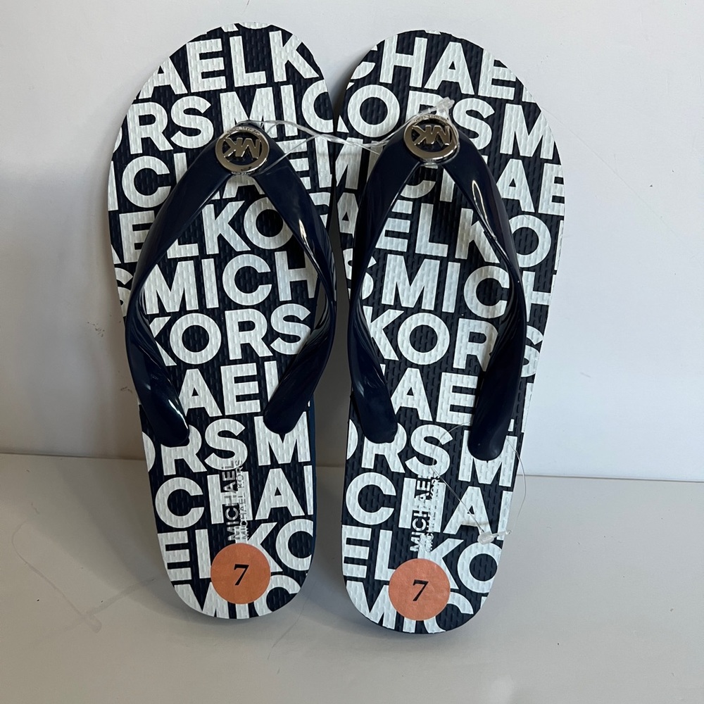 MICHAEL KORS Flip Flop MK Logo Jet-Set Sandals signature charm - Picture 2 of 5